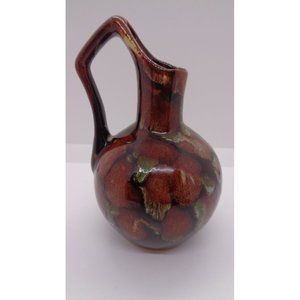 Dryden Arkansas Brown Rust Red Green Drip Glaze Pitcher Ewer Vase